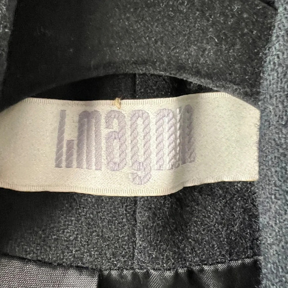 I.Magnin Black Vintage 100% Pure Wool Long Midi Duster Coat 1980s Size Large - Picture 3 of 6